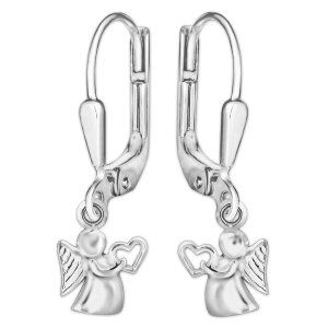 Schutzengel Ohrringe 24 mm Engel mit Herz in der Hand Echt Silber 925