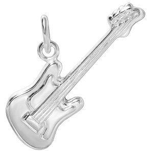 Silberner Anhänger Bassgitarre 22 mm Echt Silber 925