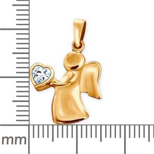 Anh&auml;nger Engel 15 mm mit Zirkonia Herz in der Hand 925 Sterling Silber gold-plattiert