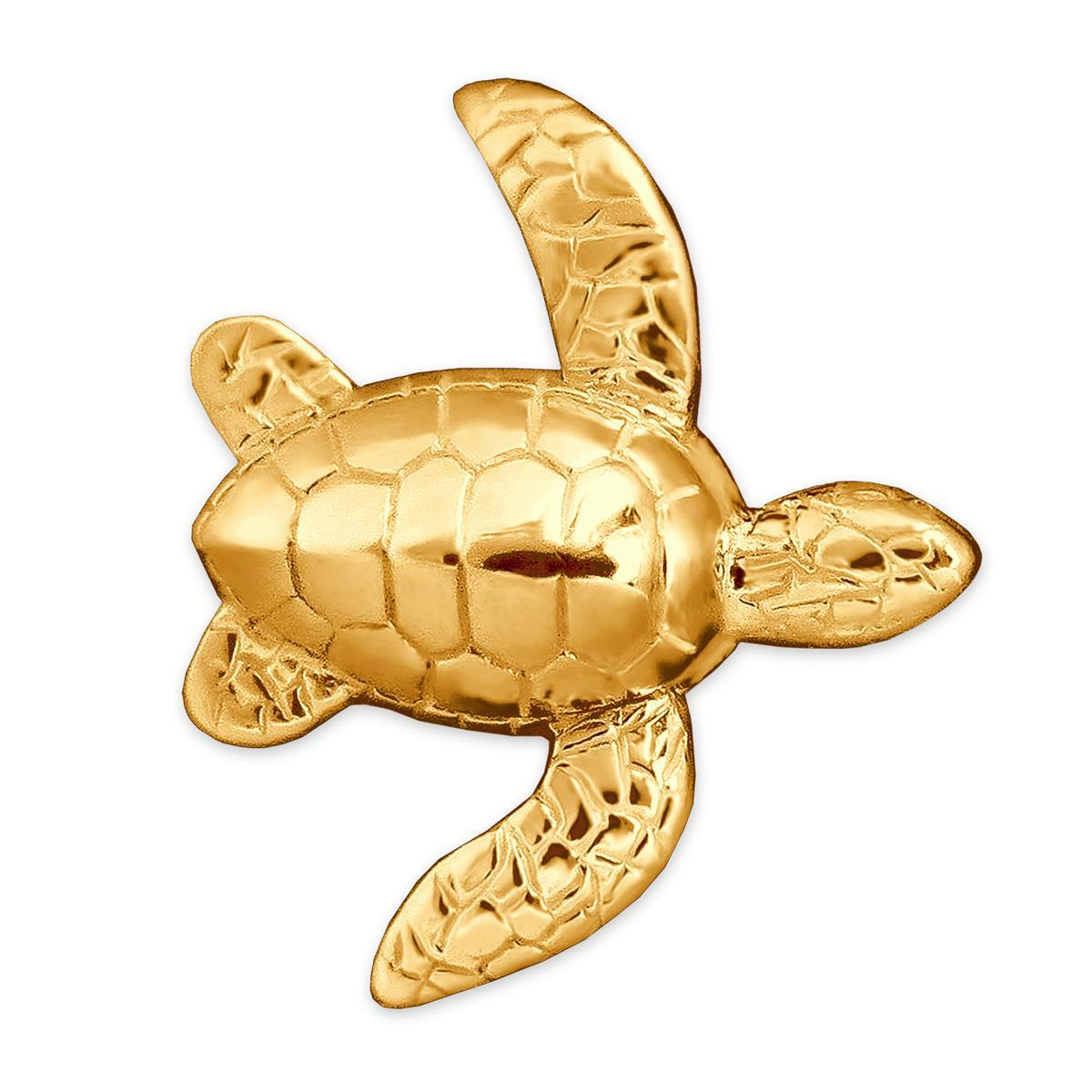 Goldener Anhänger Schildkröte 25 mm vollplastisch mit beweglichen Flossen seitlich hängend Gold-plattiert STERLING SILBER 925