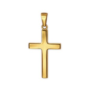 Goldener Anhänger Kreuz 18 mm schlicht glänzend Echt Silber 925 vergoldet