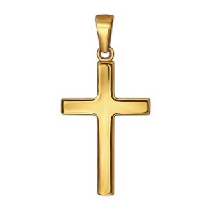Goldenes Kreuz 21 mm glänzend Echt Silber 925 vergoldet