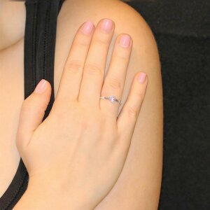 M&auml;dchen Ring mit Zirkonia Herz pink rosa Echt Silber 925 einstellbare Gr&ouml;&szlig;e