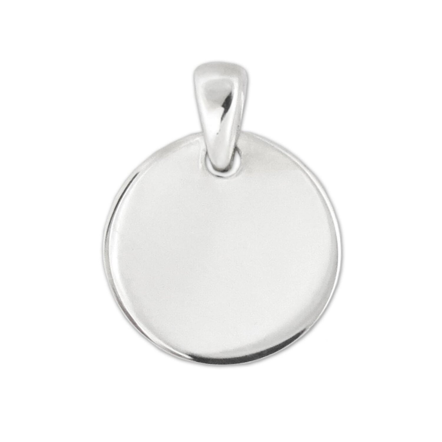Silberne Gravurplatte schlicht rund &Oslash; 12 mm beidseitig gl&auml;nzend Sterling Silber 925
