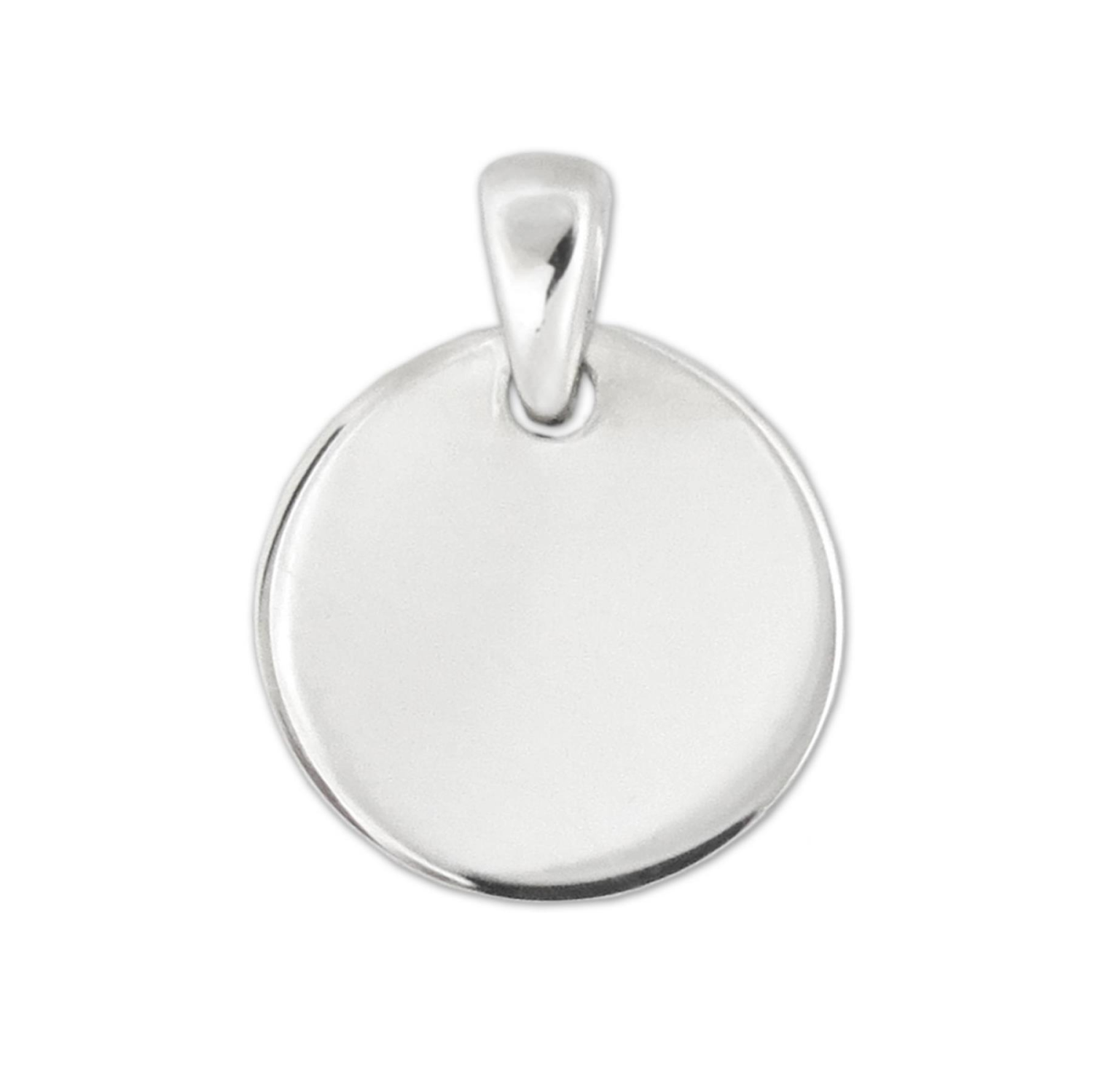 Silberne Gravurplatte schlicht rund Ø 12 mm beidseitig glänzend Sterling Silber 925