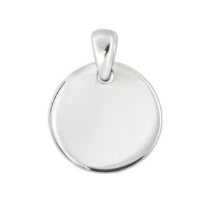 Silberne Gravurplatte schlicht rund &Oslash; 12 mm beidseitig gl&auml;nzend Sterling Silber 925
