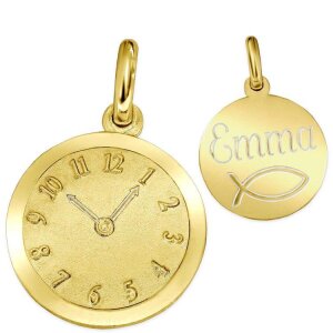 Silberne Geburts-Uhr mit Gravur matt und glänzend vergoldet Echt Silber 925  mit Gravur