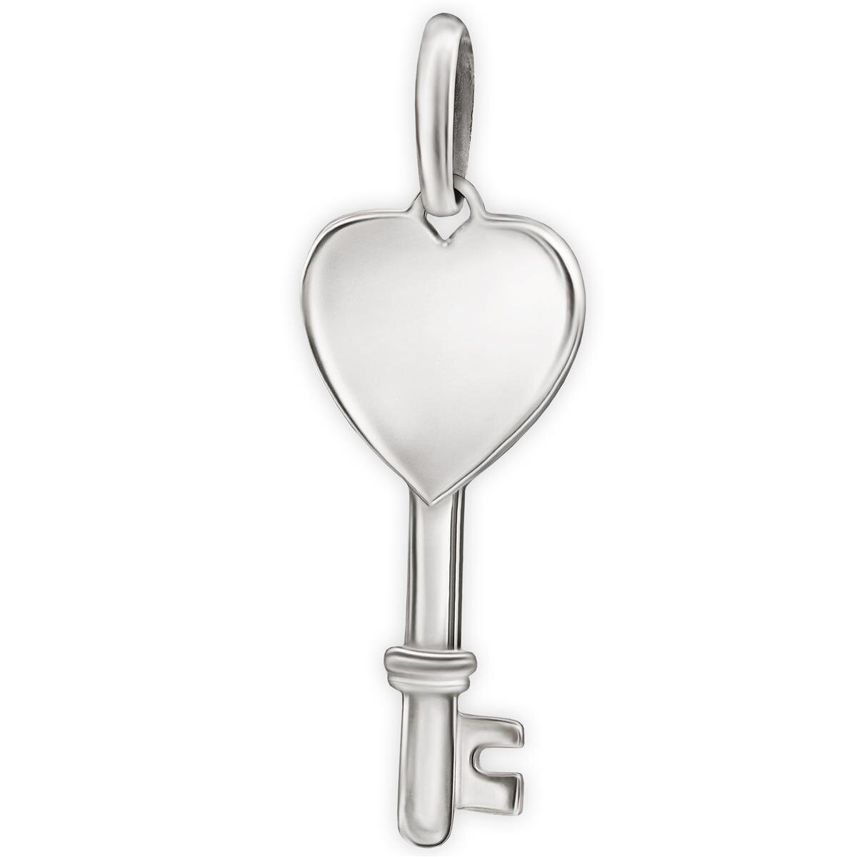 Silberner Anhänger Schlüssel in Herzform glänzend Echt Silber 925