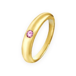 Goldener Taufring schlicht Zirkonia rosa Echt Silber 925 vergoldet