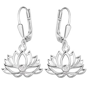Silberne Lotusblüte Ohrringe 28 mm Blume mit...