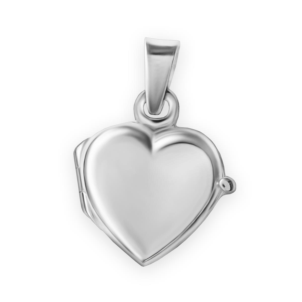Mini Herz Anhänger Medaillon 10 mm schlicht poliert 925 Silber