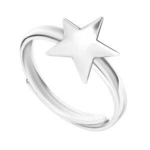 Ring mit Stern Echt Silber 925 universell verstellbare...