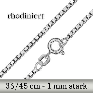 Rhodinierte Silberne Veneziakette 1 mm breit in w&auml;hlbarer L&auml;nge Echt Silber 925