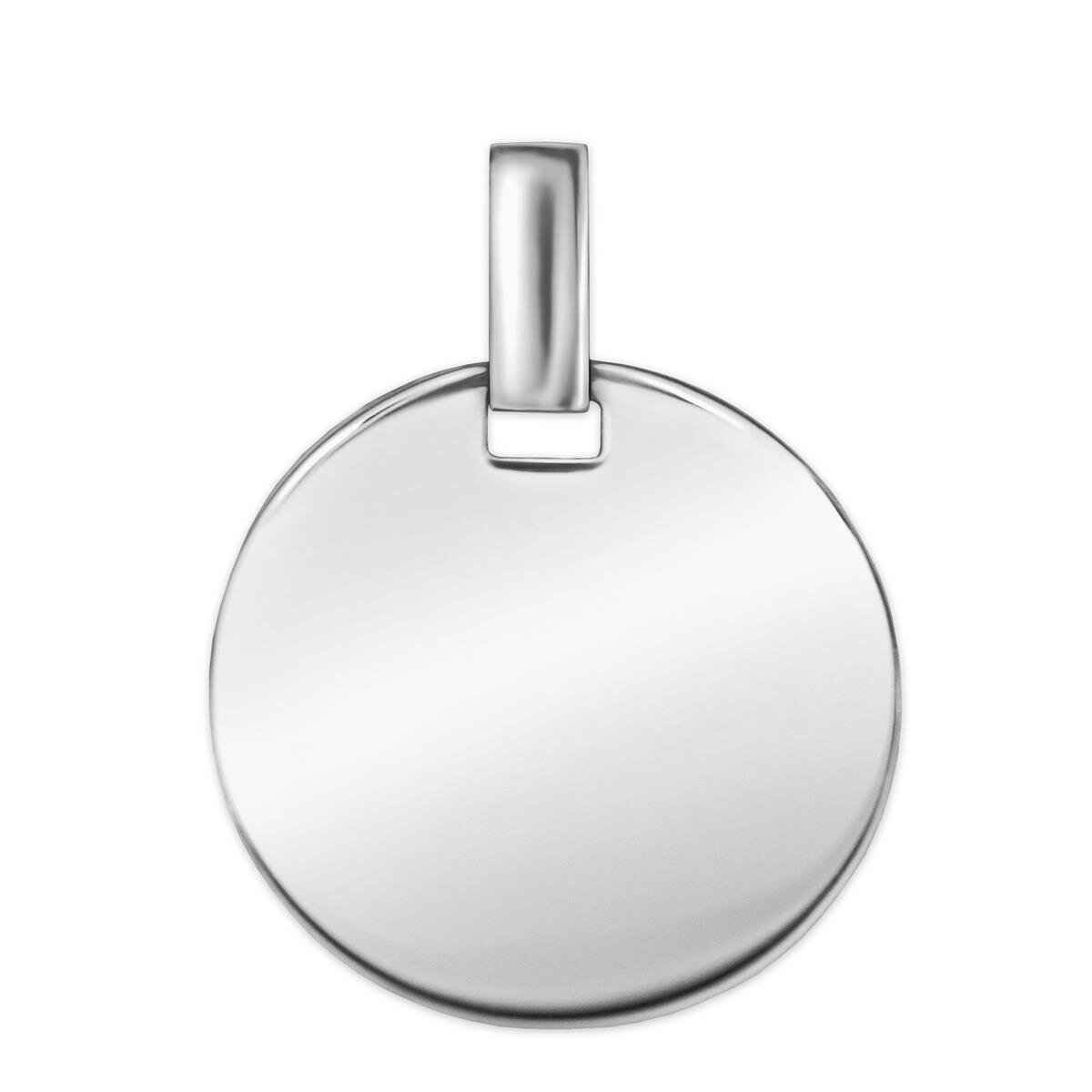 Silberne Gravurplatte schlicht rund &Oslash; 16 mm hochgl&auml;nzend poliert mit Gravur Sterling Silber 925