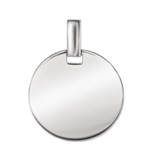 Silberne Gravurplatte rund &Oslash; 16 mm hochgl&auml;nzend poliert Echt Silber 925 mit Gravur