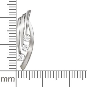 Silberner Anh&auml;nger 23 mm geschwungen stilisiert mit Zirkonias Echt Silber 925