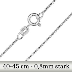 Silberne Ankerkette lang 0,8 mm breit Sterling Silber 925 in w&auml;hlbarer L&auml;nge