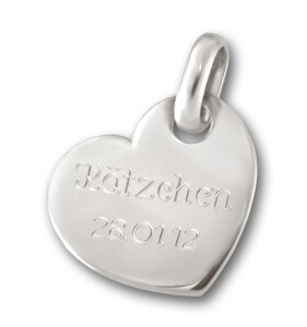 Silberner Anh&auml;nger Herz 21 x 20 mm seitlich mit Gravur Echt Silber 925 mit Gravur