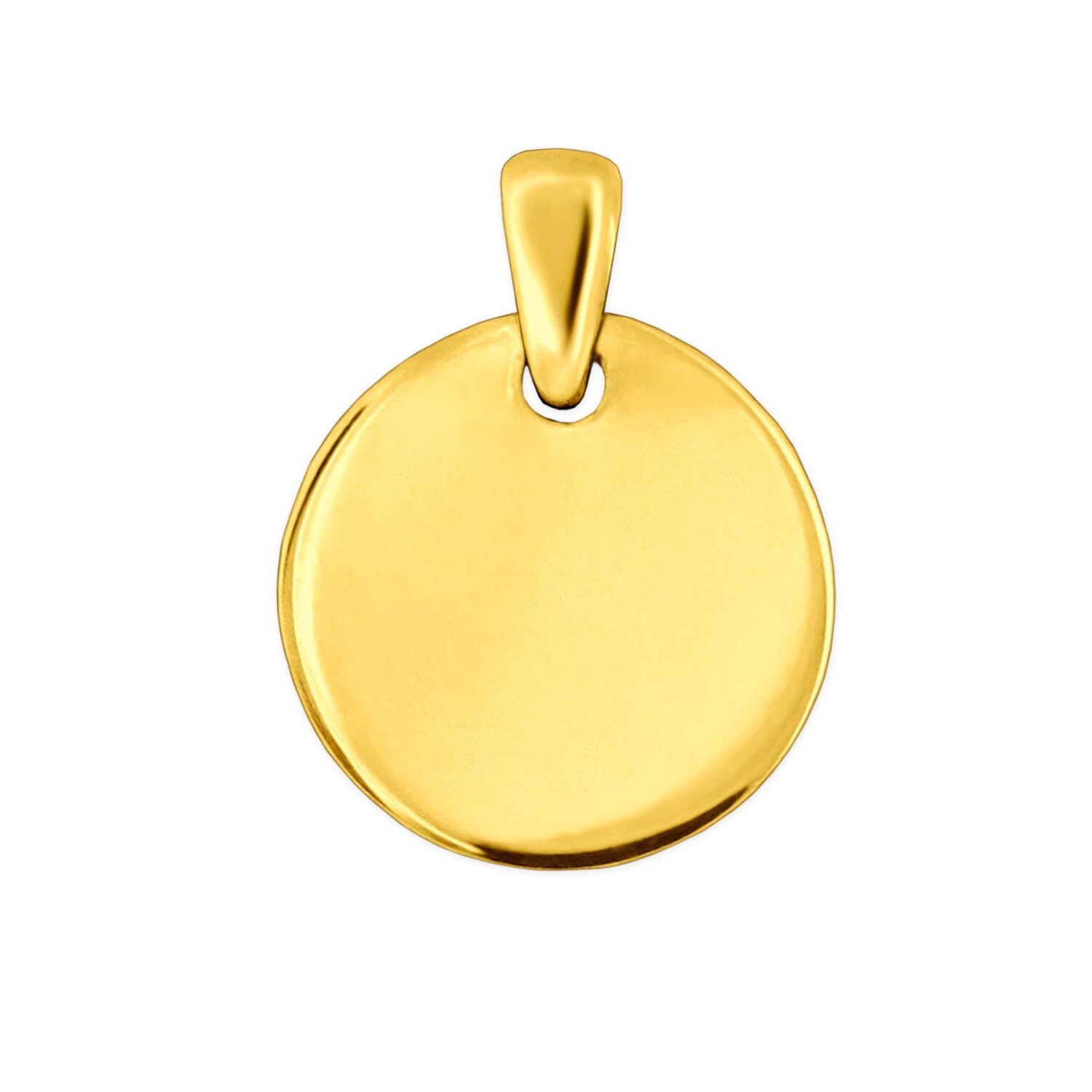 Goldene Gravurplatte schlicht rund &Oslash; 12 mm beidseitig gl&auml;nzend Sterling Silber 925 vergoldet