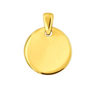 Goldene Gravurplatte Ø 12 mm beidseitig glänzend Echt Silber 925 mit Gravur vergoldet