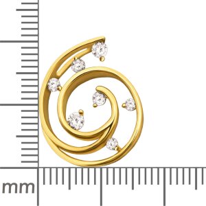 Anh&auml;nger 21 mm Kringel Spirale 7 Zirkonias vergoldet Echt Silber 925