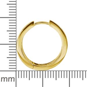Goldene Creolen 19 mm Ø mm 3,5 mm breit poliert Echt Silber 925 vergoldet