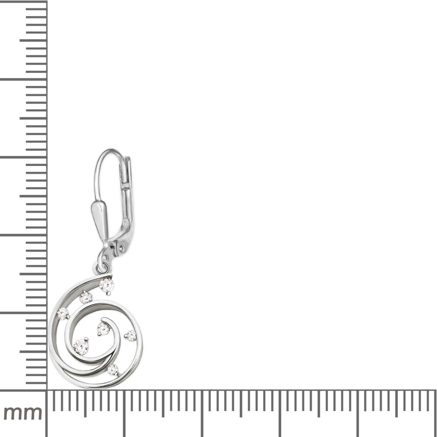 Silberne Ohrringe Kringel Spirale viele Zirkonias weiß Echt Silber 925