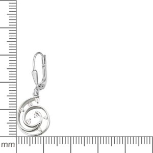 Silberne Ohrringe Kringel Doppelspirale mit 7 Spannzirkonias Echt Silber 925
