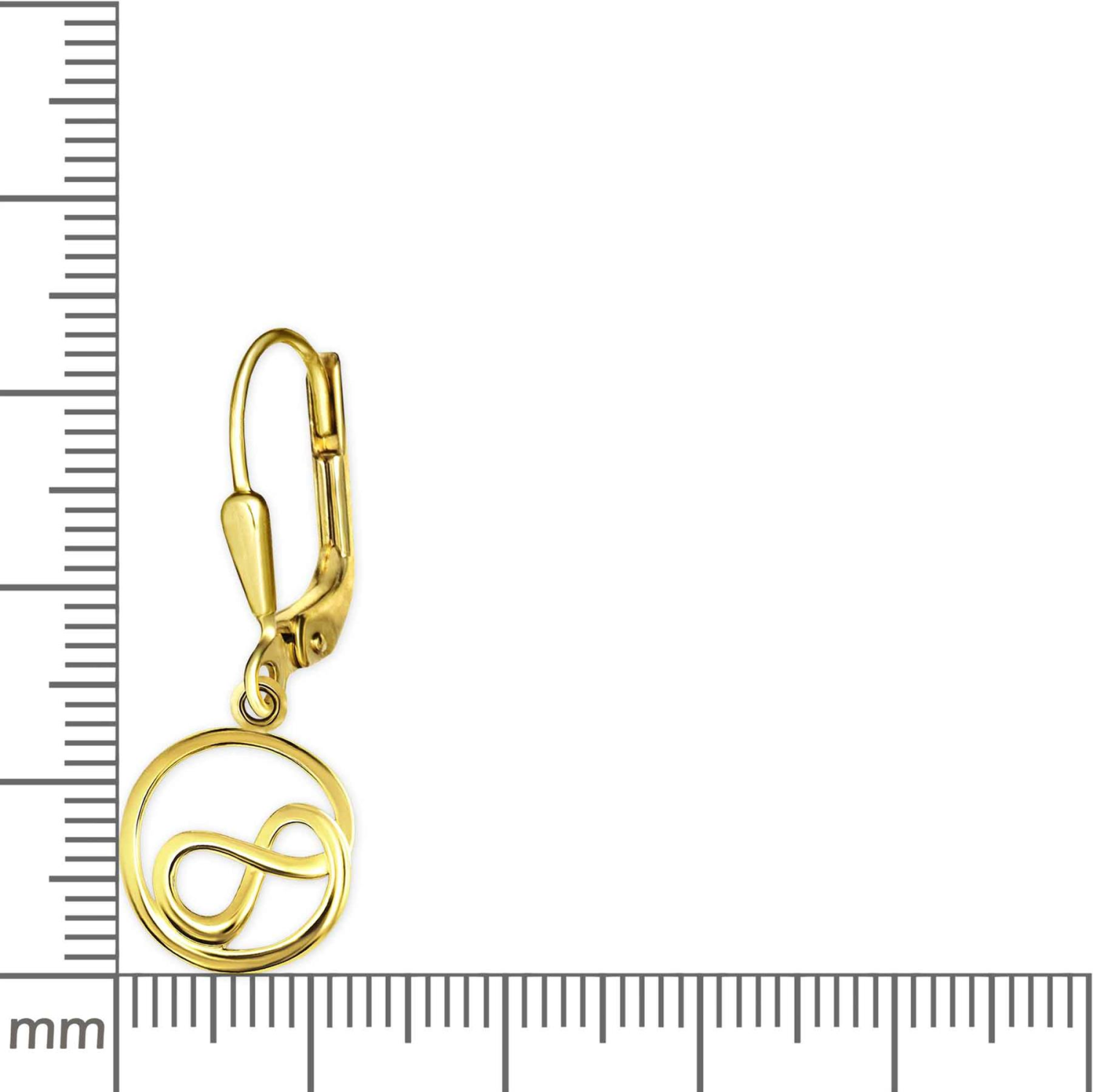 Goldene Ohrringe Unendlichkeit Knoten kreisförmig vergoldet Echt Silber 925