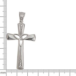 Großes Kreuz 43 mm mit Keltenknoten offen viele Zirkonias Echt Silber 925