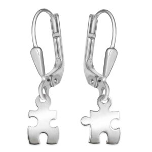 Silberne Ohrringe 2 Puzzleteile glänzend Echt Silber...