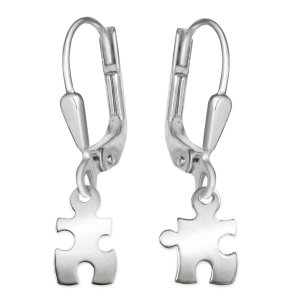 Silbernee Ohrringe 2 geteilte Puzzleteile glänzend Echt...