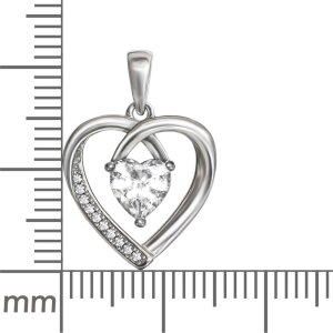 Silbernes Herz 16 mm umschlungenes Zirkoniaherz Echt Silber 925 rhodiniert