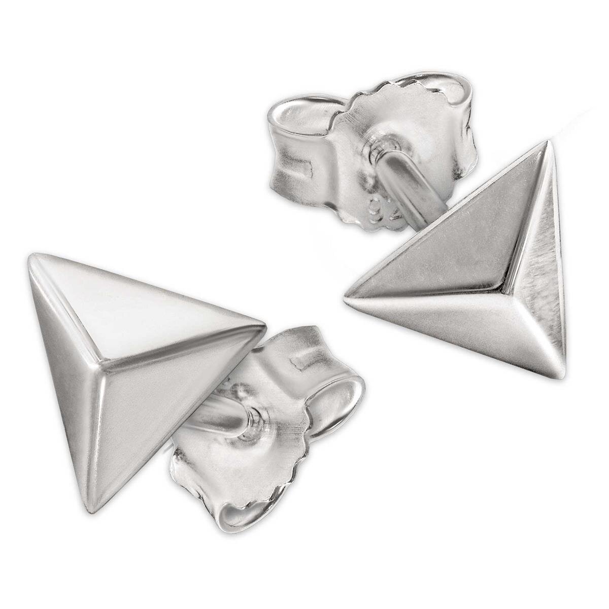 Ohrstecker Dreieck Sterne 6 mm leicht plastische Kanten Echt Silber 925