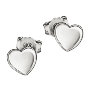 Silberne Ohrstecker Paar Mini Herz 5 mm leicht gewölbt...