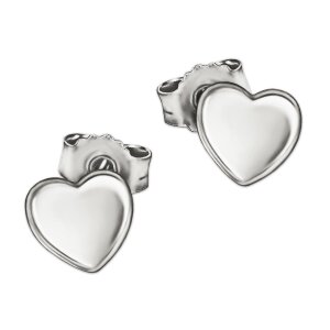 Kleine Herz Ohrringe als Stecker 5 mm leicht gew&ouml;lbt gl&auml;nzend schlicht Echt Silber 925
