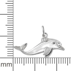 Anh&auml;nger 3D Delfin 24 x 9 mm fig&uuml;rliche Form Echt Silber 925