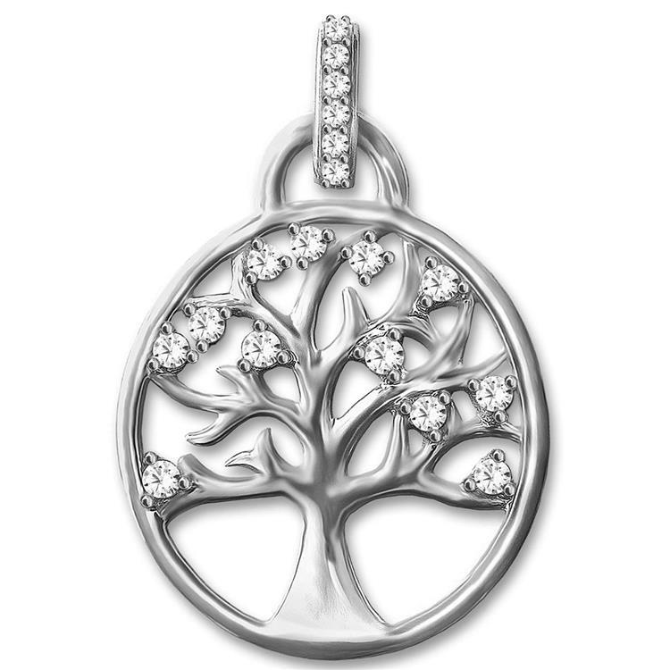 Silberner Anhänger Lebensbaum mit vielen Zirkonias STERLING SILBER 925